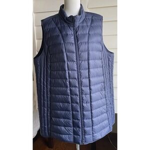 J. Jill Down Filled Long Quilted Puffer Vest Women Plus 2X Navy Corduroy Collar